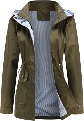 Vista 3 de MODFUL Chubasquero impermeable para mujer, chaqueta impermeable con capucha ligera