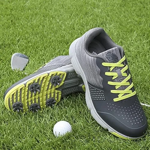 Vista 3 de THESTRON Zapatos de golf para hombre, de malla, transpirables, transpirables, para golf, caminar, 7 puntas, tenis de golf
