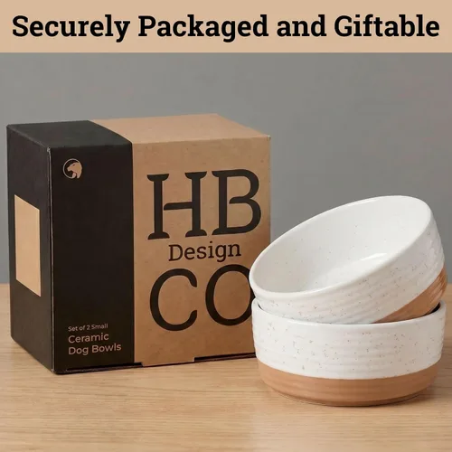Vista 9 de Ceramic Dog Bowl Set of 2 with Anti-Skid Base, 5.5"W x 2"H, 2 Cup Capacity