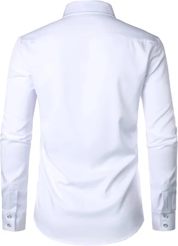 Vista 3 de ZEROYAA Camisas de vestir para hombre con diseño de bordado de hipster de manga larga con botones