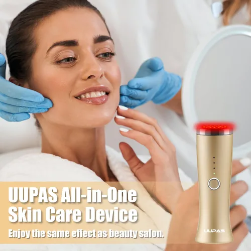 Vista 6 de Terapia de luz roja para la cara, aprobada por la FDA, masajeador facial de terapia de luz LED UUPAS para cara, máquina de apriete de la piel
