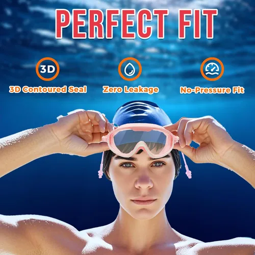 Vista 4 de Gafas de natación con tapones para los oídos, gafas de natación sin fugas de protección completa