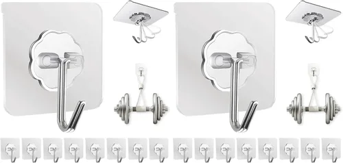 Vista 11 de DDMY Ganchos adhesivos resistentes para colgar 50 libras (máx.), ganchos de pared negros con fuerte adherencia, gancho extraíble sin daños