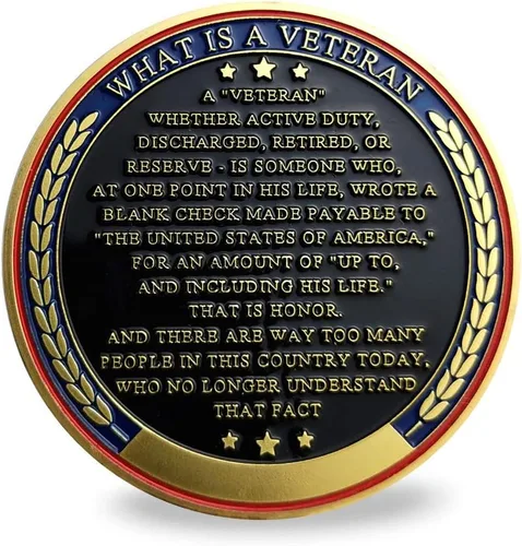 Vista 3 de BHealthLife Moneda de desafío de apreciación de veteranos militares gracias por su servicio Regalo para veteranos
