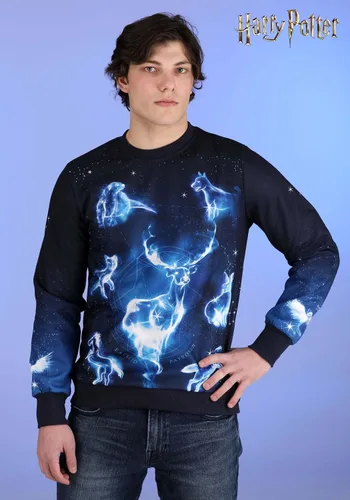 Vista 2 de Fun Costumes Harry Potter Patronus - Suéter feo para adultos, suéter corporeal de hechizo de animales