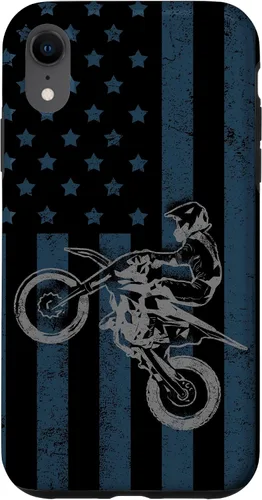 Vista 25 de Dirt Bike US Flag Vintage Motocross Racing Case for iPhone 17