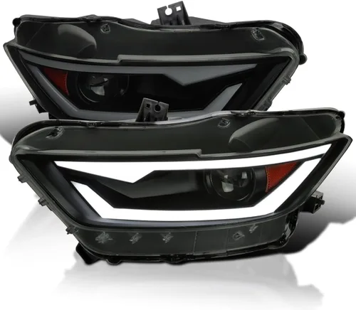Vista 10 de SPEC-D TUNING Faros proyectores negros con barra LED y animación de inicio compatibles con Ford Mustang 2015-2017, Ford Mustang Shelby 2018-2020