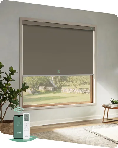 Vista 21 de Yoolax Persianas motorizadas con control remoto, persianas opacas remotas para ventanas, persianas enrollables automáticas inalámbricas persianas