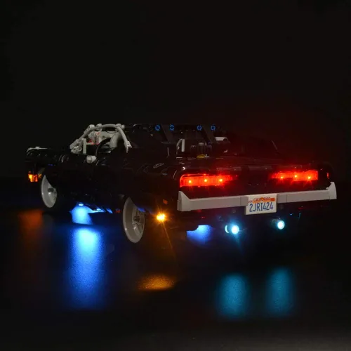Vista 5 de Juego de luces LED compatibles con Lego Technic Fast & Furious Dom, Dodge Charger, iluminación para Lego 42111 modelo de bloques de construcción