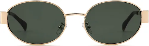 Vista 2 de Pro Acme Gafas de sol ovaladas retro, gafas de sol clásicas de moda, marco de metal, protección UV400