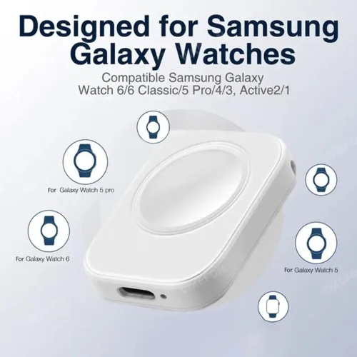 Vista 6 de Cargador inalámbrico de reloj magnético tipo C para Samsung Galaxy Watch Ultra/7/6/6 Classic/5 Pro/5/4/4 clásico/3/carga rápida activa (negro)
