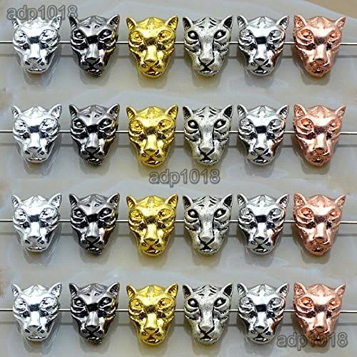 Vista 2 de AD Beads 10 cuentas de metal sólido, diseño de león, esparta, dragón, lobo, Metal Zinc