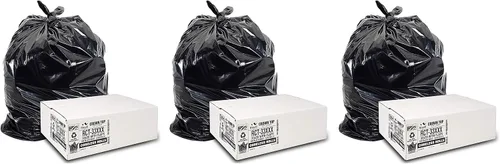 Vista 12 de Aluf Plastics Bolsas de basura negras resistentes de 33 galones de 1.7 milésimas de pulgada de pulgada de grosor con cierre de solapa E-Z de 33 x 39