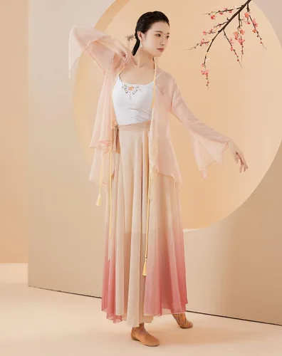 Vista 5 de Angcoco Top de gasa de mariposa bordada tradicional china para mujer + falda con vuelo de 720