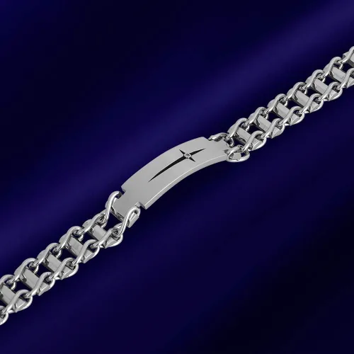 Vista 4 de Mens Cross Bracelet, Son Grandson Dad Husband Bracelets, Stainless Steel Link Bracelet Adjustable