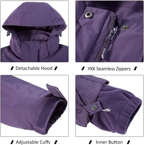 Vista 15 de CAMEL CROWN Chaqueta de esquí impermeable 3 en 1 para mujer, abrigo de invierno rompevientos, chaquetas de snowboard para lluvia, nieve, senderismo