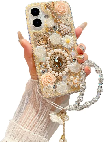 Vista 29 de iFiLOVE para iPhone 7 Plus/8 Plus Funda con Diamantes Brillantes y Correa de Flores, 3D Lujo Brillante Purpurina Cristal Diamantes de Imitación