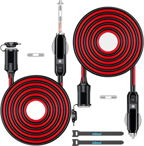 Vista 11 de Cable de extensión de encendedor de cigarrillos resistente de 12V/24V 16AWG de 4.9 pies, adaptador de cable de extensión de enchufe macho a hembra