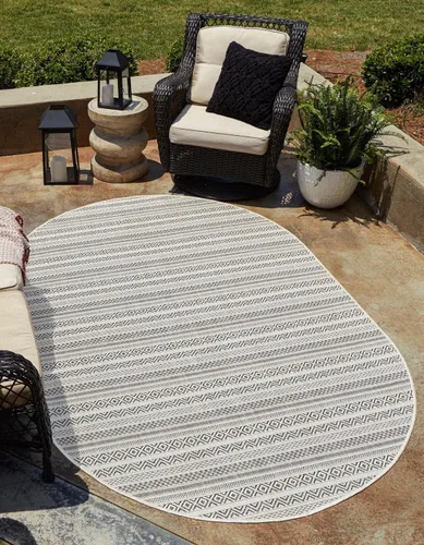 Vista 19 de Unique Loom Outdoor Striped Collection Alfombra de área - Maia (2' 2" x 3' 1" Rectángulo, Beige/Marfil)