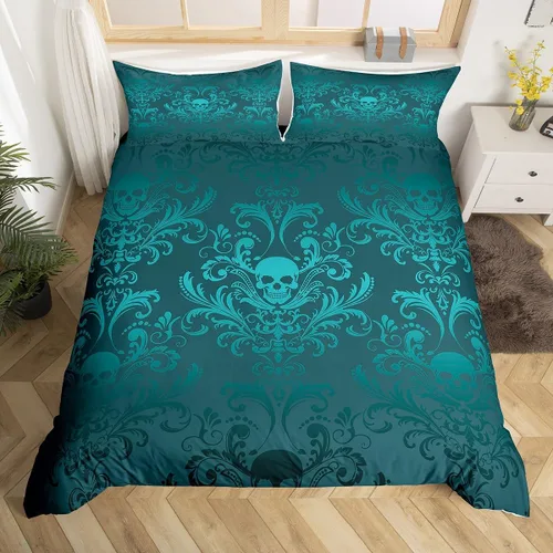 Vista 30 de Erosebridal Juego de ropa de cama gótica de damasco para adultos, funda de edredón victoriana antigua, tamaño individual, funda de edredón gótica