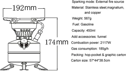 Vista 9 de Mini estufa de gasolina portátil ligera para acampar de combustible líquido de una sola pieza al aire libre