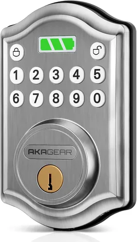 Vista 9 de Cerradura de puerta de entrada sin llave con teclado, cerrojo inteligente para puerta delantera con 2 llaves, bloqueo automático, fácil instalación