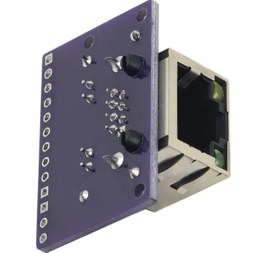Vista 5 de 4pcs RJ45 Ethernet conector Breakout Board 13 Pin con 2 luz LED, 4 cabezales de pin macho
