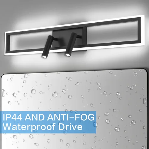 Vista 6 de SOLFART Luces de tocador para baño, 32 pulgadas, regulables, color negro mate, luces LED para baño, luz de pared de 3