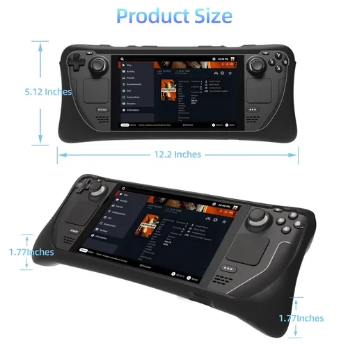 Vista 7 de OFFCURVE Case for Steam Deck, Silicone Cover Case with Screen Protector & 2 Pairs Thumb Grips for Vavle Steam Deck Skin Shock-Absorption, Non-Slip
