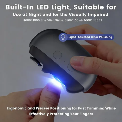 Vista 4 de Cortauñas de fácil clip, cortaúñas eléctrico, cortaúñas inteligente para personas mayores con luz LED y almacenamiento de restos de uñas, recortador