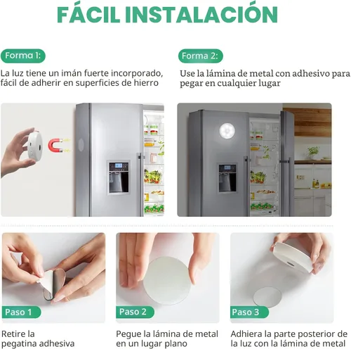 Vista 5 de Luces LED para Armario con Sensor de Movimiento Tipo Disco, Luces de Disco Recargables para Escalones, Iluminación Regulable Bajo Gabinete