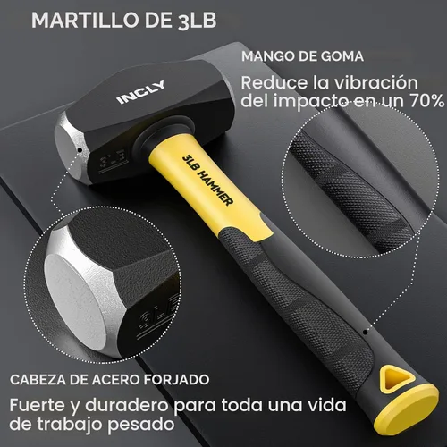 Vista 3 de INCLY Kit de equipo de selección de rocas de geología, martillo de roca
