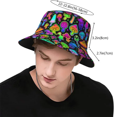 Vista 3 de Sombrero de pescador de hongos para mujeres y hombres, sombrero de pescador para el sol al aire libre, gorras de playa de verano para hombres