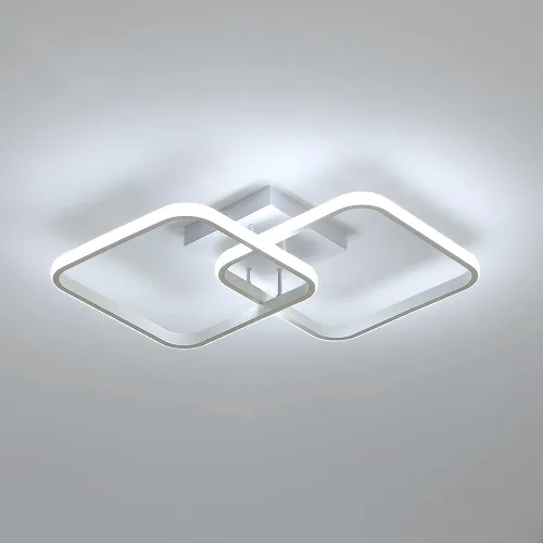 Vista 12 de DAXDG - Lámpara de techo LED, 25.2 pulgadas, 3 colores de luz intercambiables (3000 K/4500 K/6000 K) moderna lámpara de techo cuadrada blanca