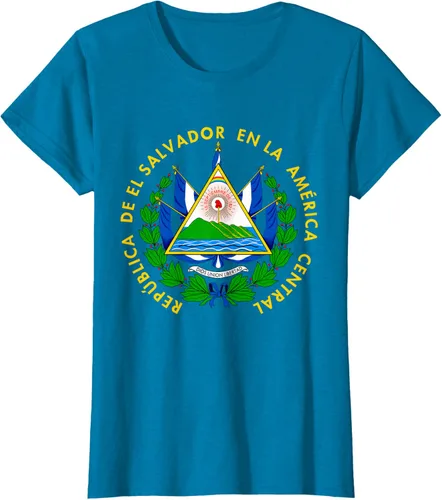Vista 87 de Camiseta con diseño de emblema de la bandera de El Salvador