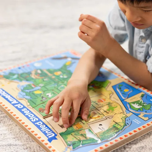 Vista 3 de Melissa & Doug – EE. UU. Mapa – Puzzle de rompecabezas de madera de sonido con efectos de sonido (40 Pcs)