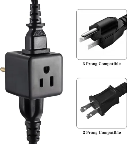 Vista 4 de Adaptador de pared de 3 tomas de corriente, extensor de enchufe de 3 clavijas con certificación UL, 125 V, 1875 W, enchufe de pared de 3 vías