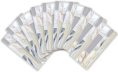 Vista 3 de Alwayspon Adhesivo de transferencia de azulejos con efecto mármol, adhesivo autoadhesivo para pared, calcomanías de azulejos para decoración