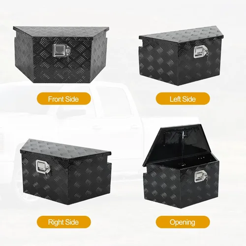 Vista 4 de Caja de herramientas de aluminio de 26 x 13.25 x 12 pulgadas, caja de herramientas con patrón de banda de rodadura de 5 barras, caja de herramientas