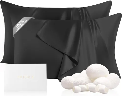 Vista 50 de THXSILK Funda de almohada 100% seda de morera para la salud del cabello y la piel, funda de almohada suave y lisa de 22 momme con cremallera oculta