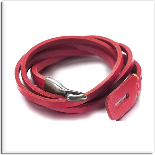 Vista 3 de Xusamss Punk Rock Metal Easy Hook pulsera de cuero brazalete de cuero,7.5" muñeca