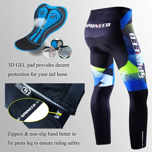 Vista 3 de Cycling Pants for Men Road Bike Compression Tights Winter Biking Bottoms with Padding UV Proof