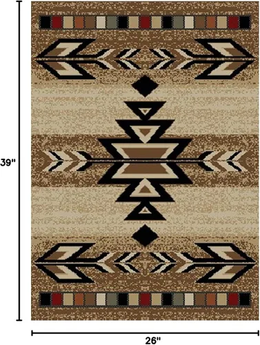 Vista 2 de Rustic Lodge - Alfombra Southwestern de 2 x 3 pulgadas, 26 x 39 pulgadas, multicolor 7611