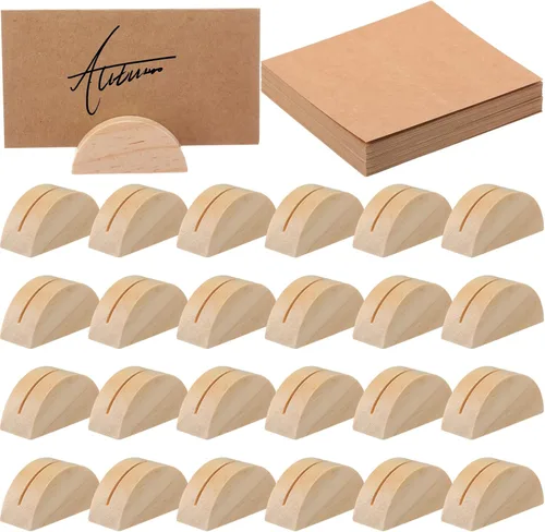 Vista 10 de Colingmill 24 soportes de madera para números de mesa con tarjetas