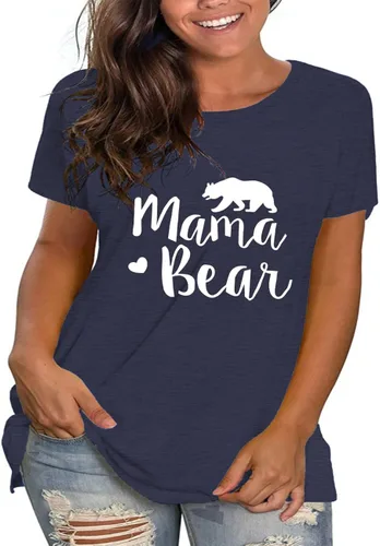 Vista 2 de Camisetas de manga corta para mujer con estampado de mamá de talla grande