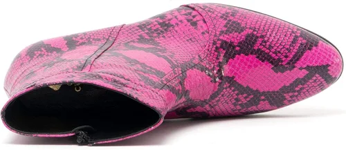 Vista 4 de Club Cubano EMMANUEL Botas de tacón cubano de piel con estampado de serpiente para hombre color magenta neón