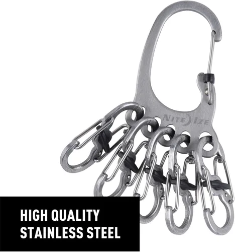 Vista 2 de Nite Ize Bigfoot Locker KeyRack - Soporte de acero inoxidable para coche, casa y otras llaves - Mosquetón con S-Biners - Capacidad para 15 llaves a