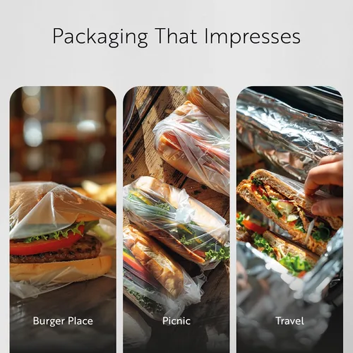 Vista 6 de Restaurantware Paquete de 1000 envolturas de plástico para alimentos, 10.75 x 8 pulgadas, precortadas, transparentes, desechables, para microondas