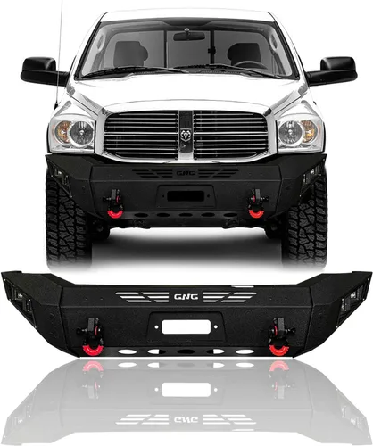 Vista 7 de Parachoques delantero de acero para Dodge Ram 1500 2006-2008 con placa de cabrestante y luces (textura negra)