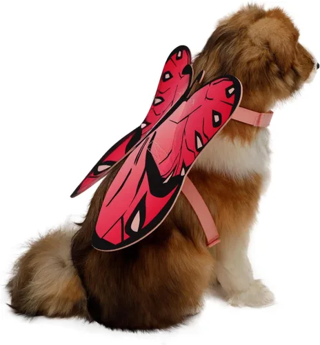 Vista 4 de Disfraz de alas de mariposa para perros y gatos pequeños a grandes - Halloween Rosa